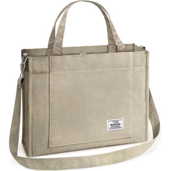Handbags - Corduroy Tote Bag for Women Medium-apricot